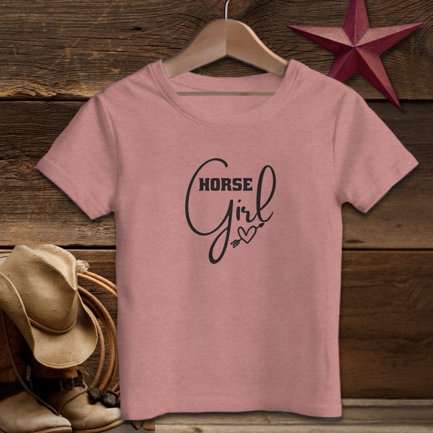 Youth Shirts T-Shirt Toddler / Heather Mauve / 2T Horse Girl with Arrow Heart Shirt