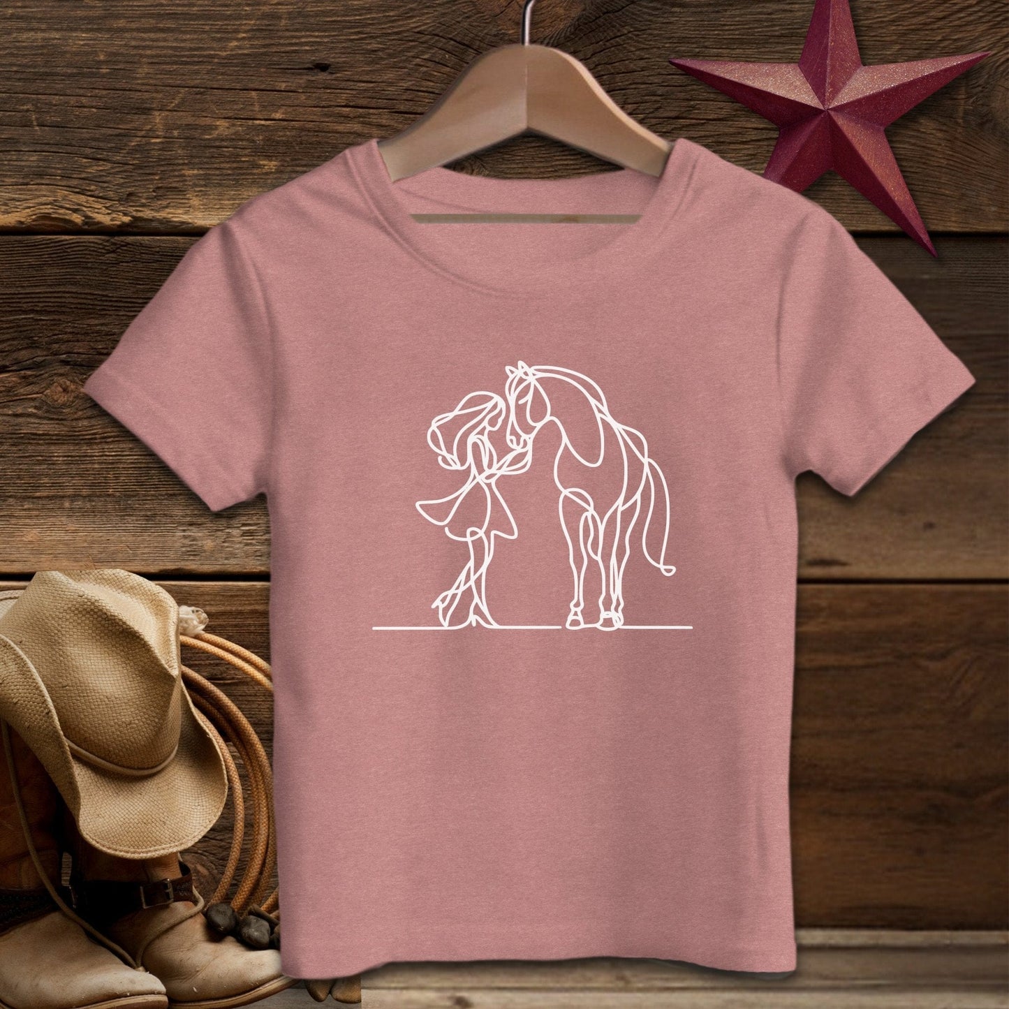 Youth Shirts T-Shirt Toddler / Heather Mauve / 2T Lady and Horse Art Toddler Shirt