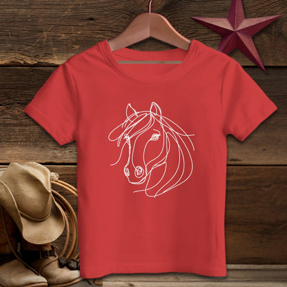 Youth Shirts T-Shirt Toddler / Heather Red / 2T Elegant Horse Line Art -Toddler Shirt