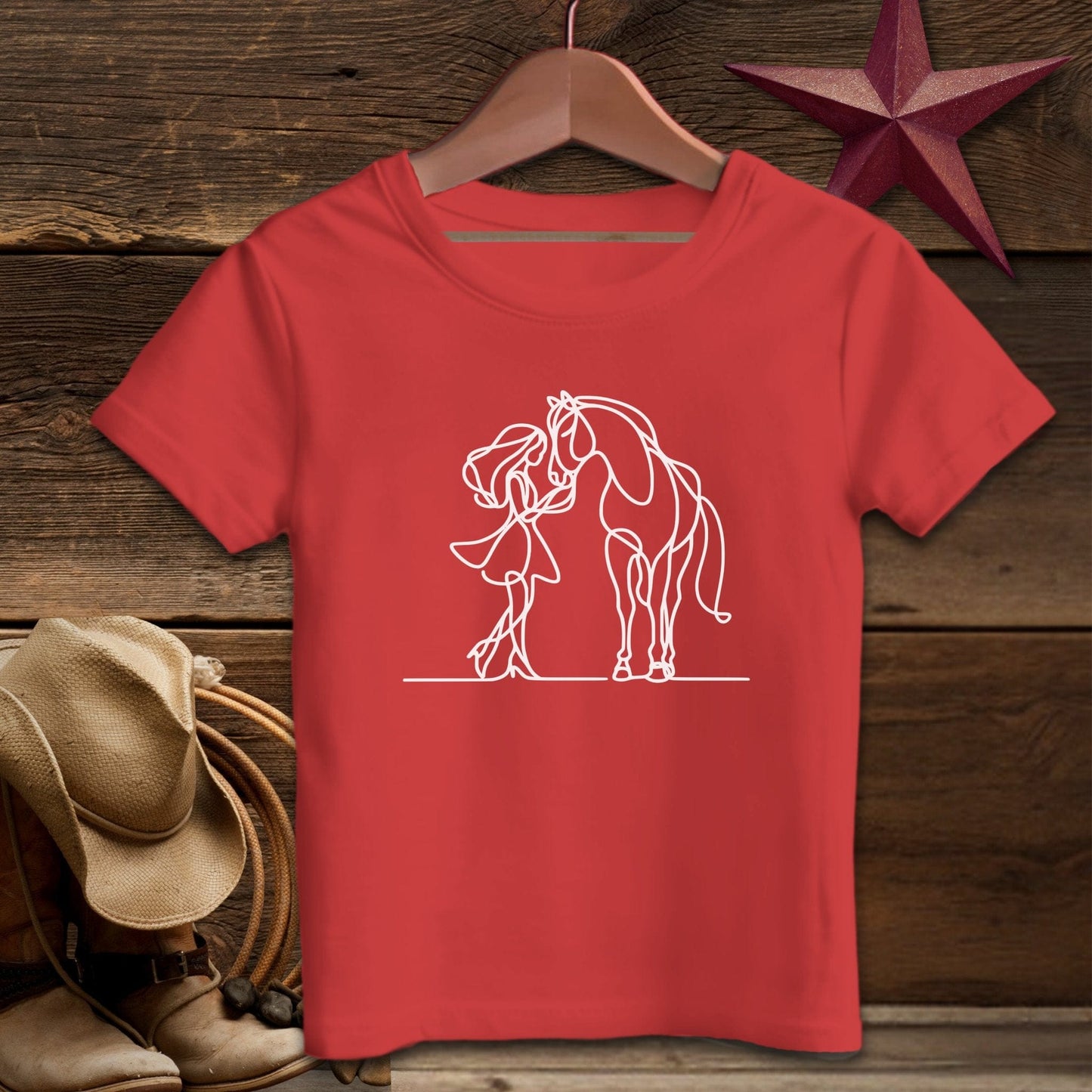 Youth Shirts T-Shirt Toddler / Heather Red / 2T Lady and Horse Art Toddler Shirt