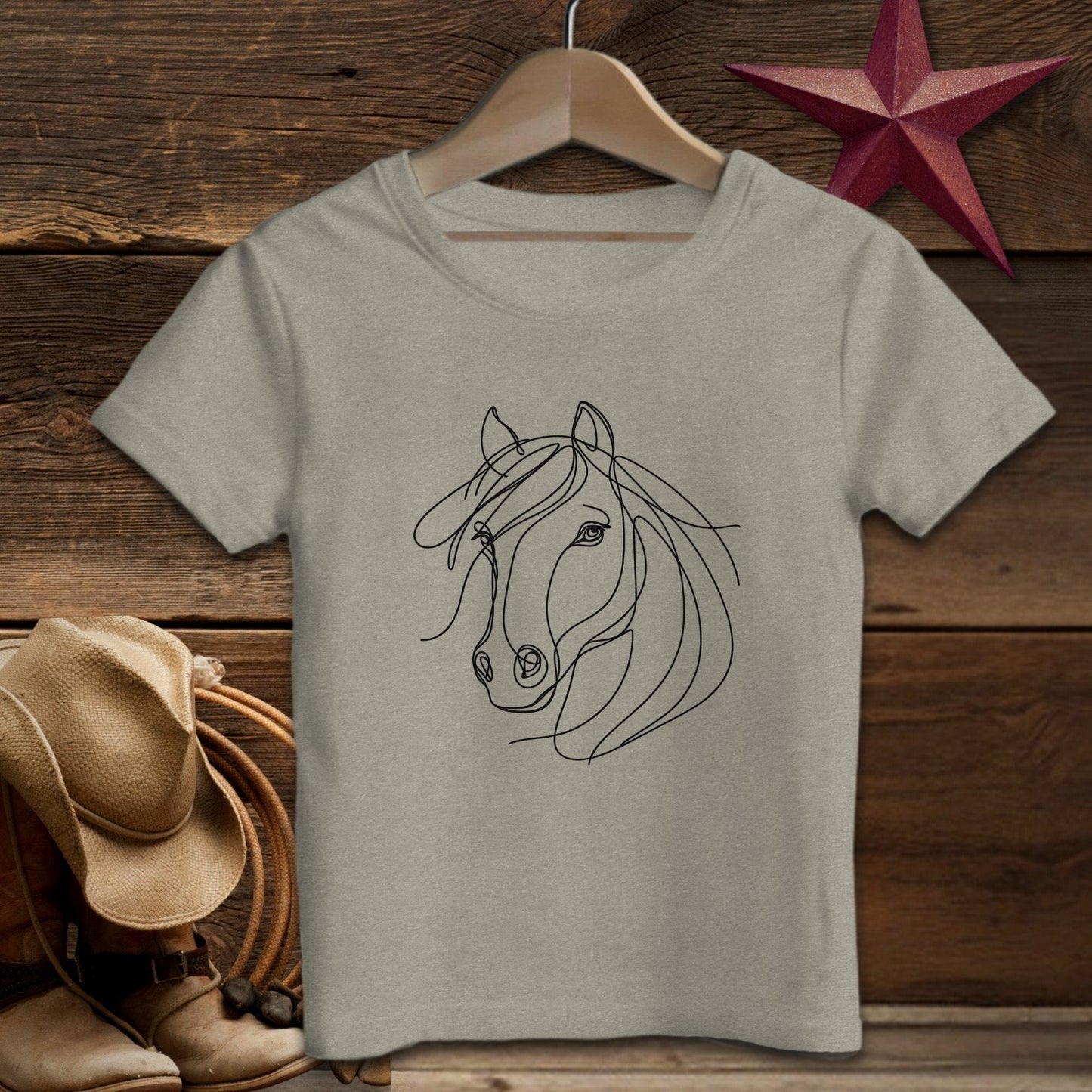 Youth Shirts T-Shirt Toddler / Heather Stone / 2T Elegant Horse Line Art -Toddler Shirt