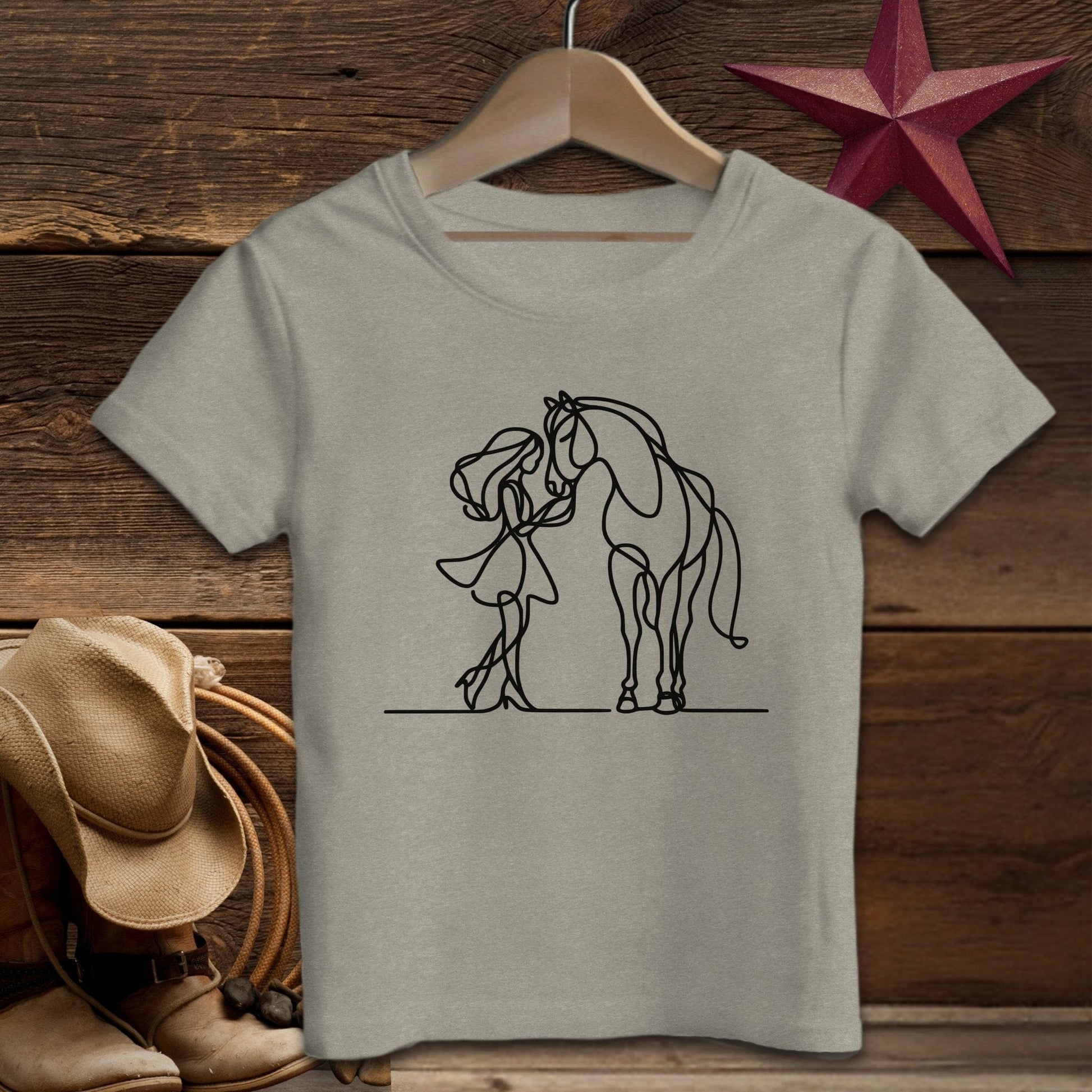 Youth Shirts T-Shirt Toddler / Heather Stone / 2T Lady and Horse Art Toddler Shirt