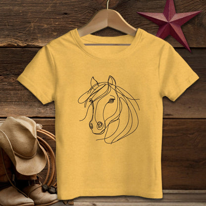 Youth Shirts T-Shirt Toddler / Heather Yellow Gold / 2T Elegant Horse Line Art -Toddler Shirt