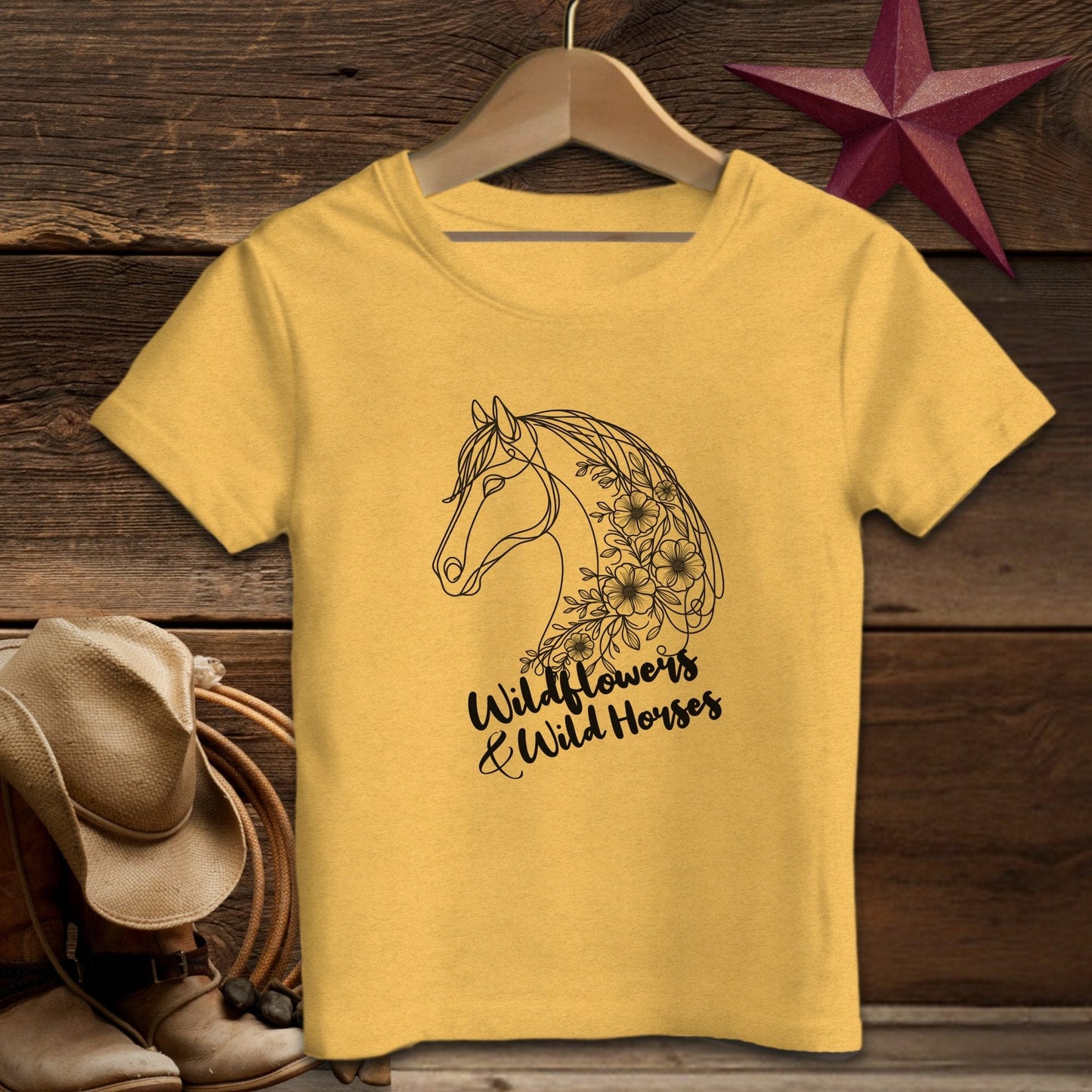 Youth Shirts T-Shirt Toddler / Heather Yellow Gold / 2T Wildflowers And Wild Horses - Toddler Shirt