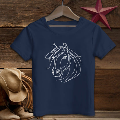 Youth Shirts T-Shirt Toddler / Navy / 2T Elegant Horse Line Art -Toddler Shirt