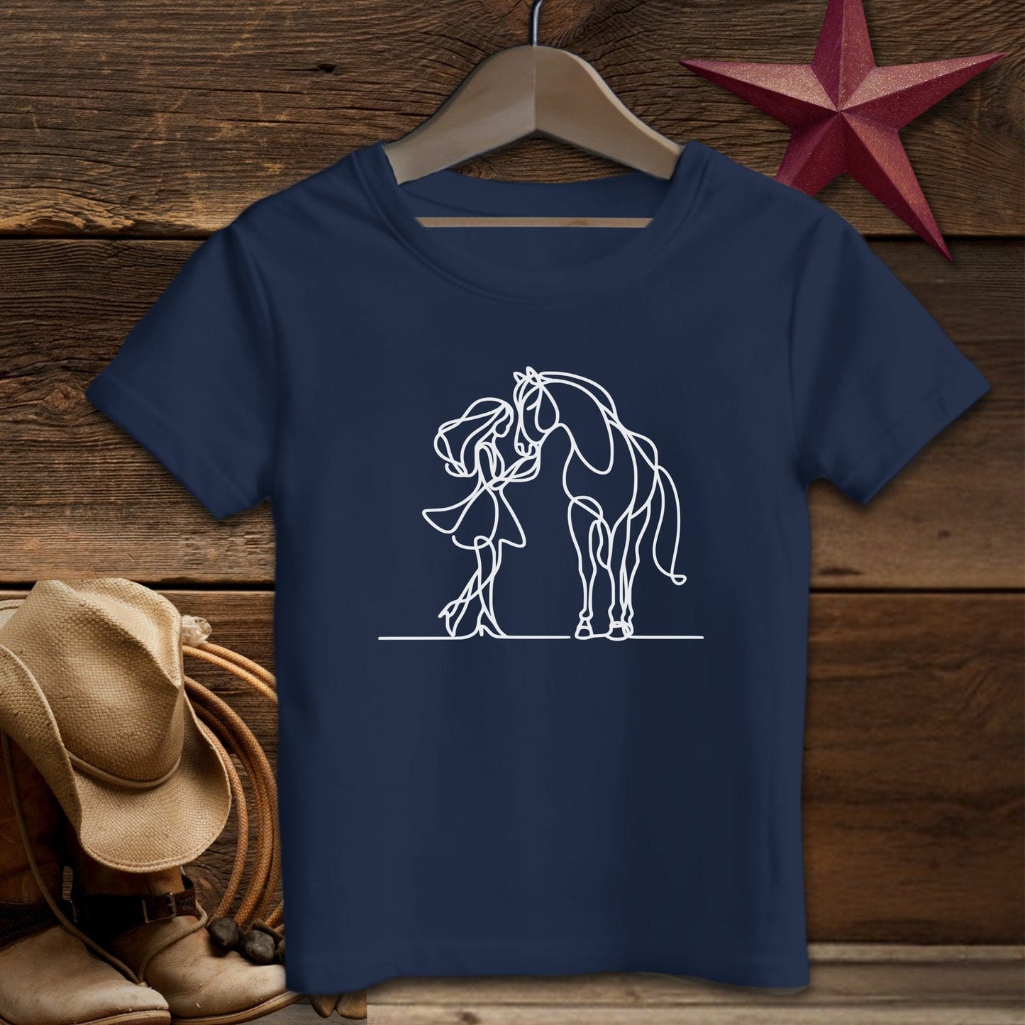 Youth Shirts T-Shirt Toddler / Navy / 2T Lady and Horse Art Toddler Shirt