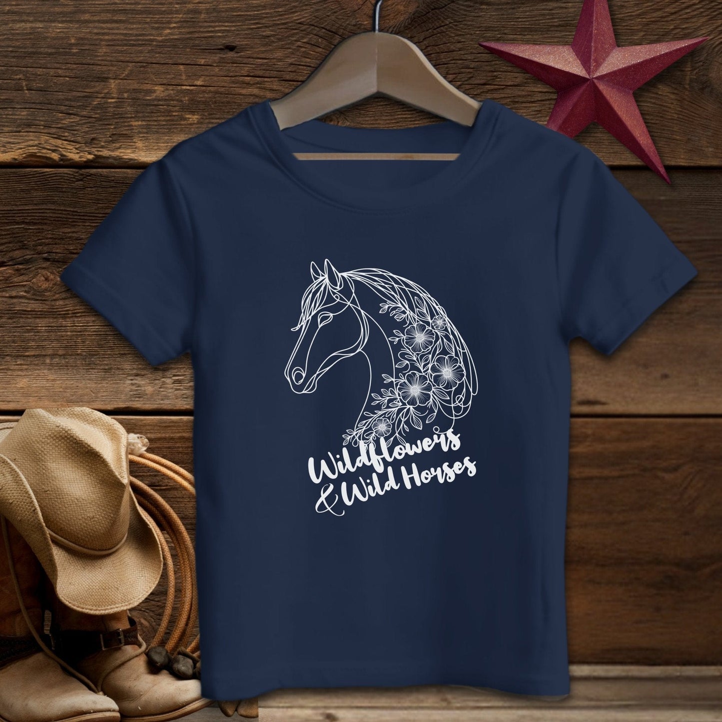 Youth Shirts T-Shirt Toddler / Navy / 2T Wildflowers And Wild Horses - Toddler Shirt