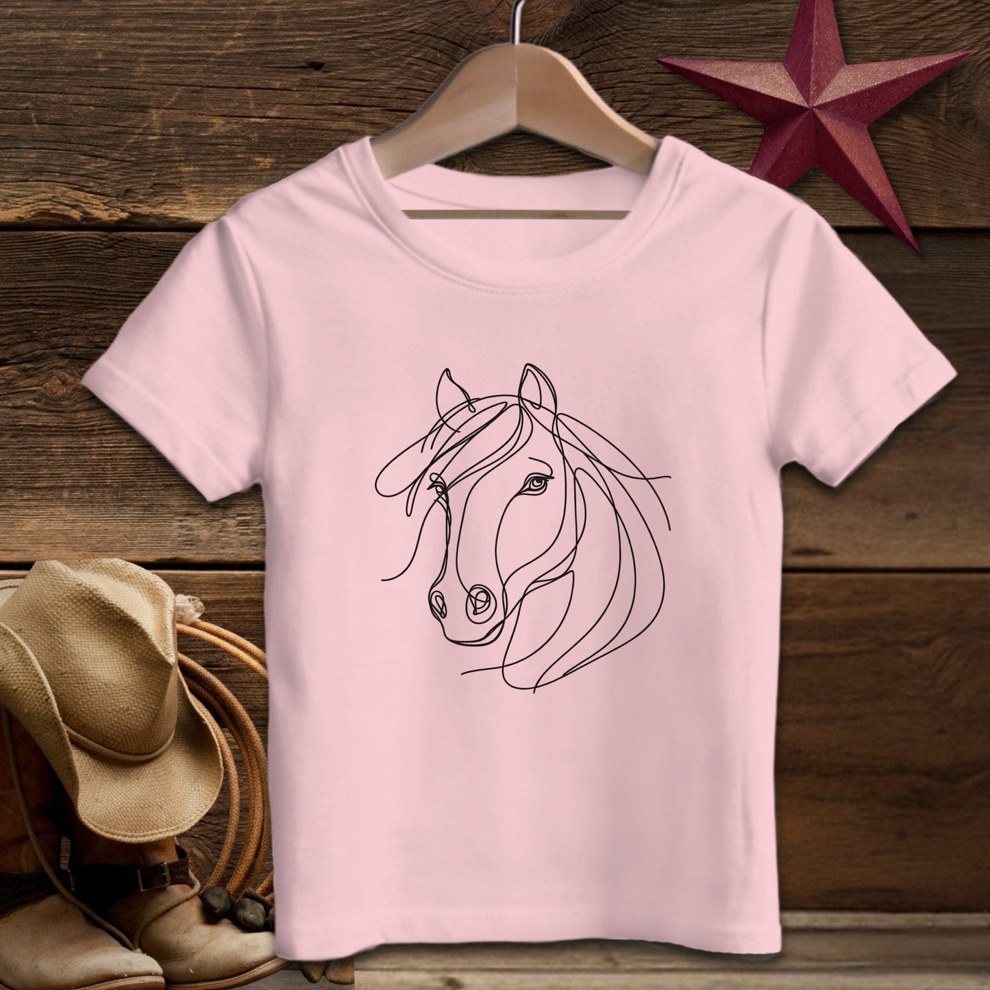 Youth Shirts T-Shirt Toddler / Pink / 2T Elegant Horse Line Art -Toddler Shirt