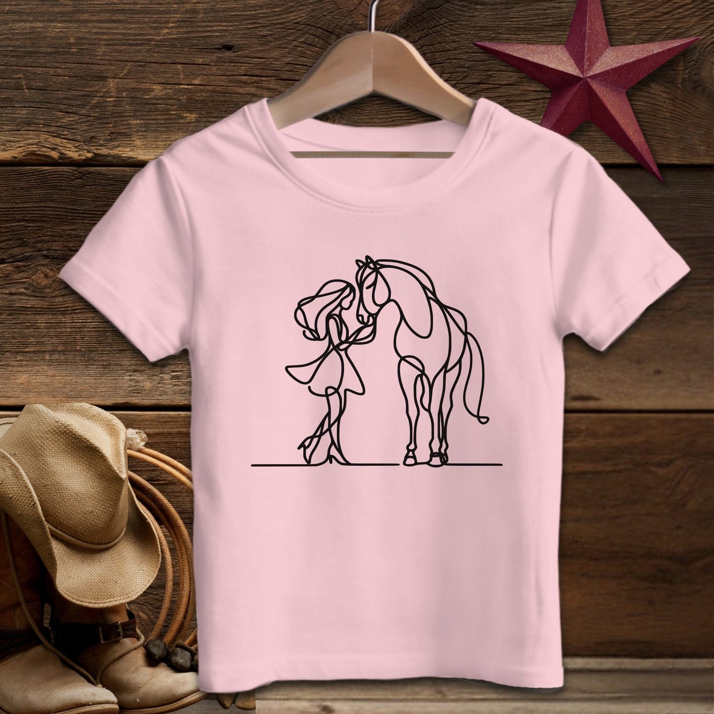 Youth Shirts T-Shirt Toddler / Pink / 2T Lady and Horse Art Toddler Shirt