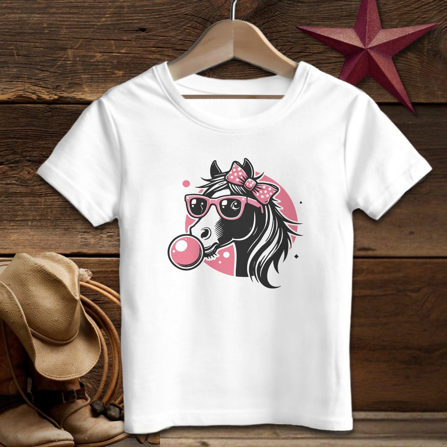 Youth Shirts T-Shirt Toddler / White / 2T Bubble Gum Horse Shirt