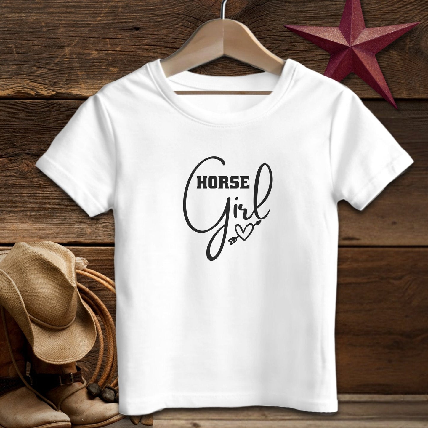 Youth Shirts T-Shirt Toddler / White / 2T Horse Girl with Arrow Heart Shirt