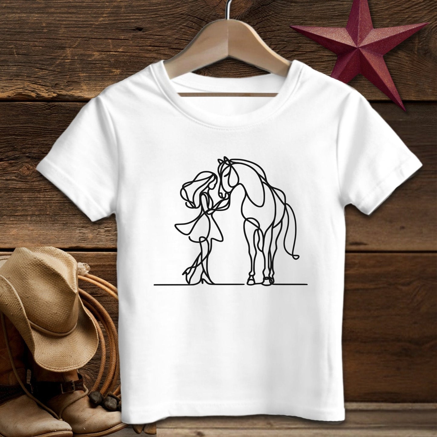 Youth Shirts T-Shirt Toddler / White / 2T Lady and Horse Art Toddler Shirt