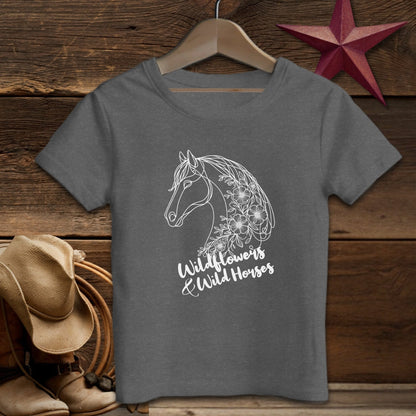 Youth Shirts T-Shirt Youth / Dark Grey Heather / S Wildflowers And Wild Horses - Youth Shirt