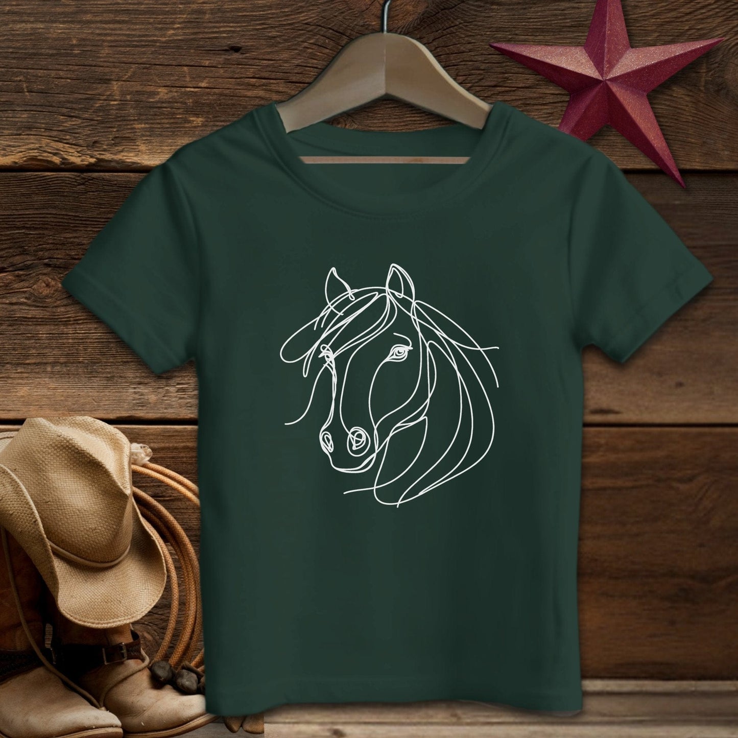 Youth Shirts T-Shirt Youth / Forest / S Elegant Horse Line Art Youth - Shirt