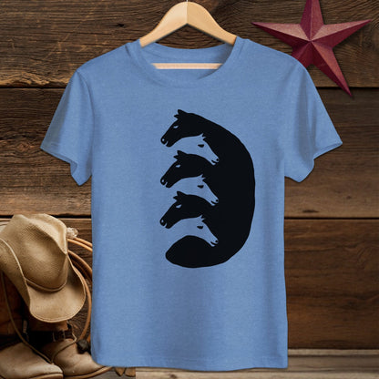 Youth Shirts T-Shirt Youth / Heather Columbia Blue / S Interlocking Horse Heads - Youth Shirt