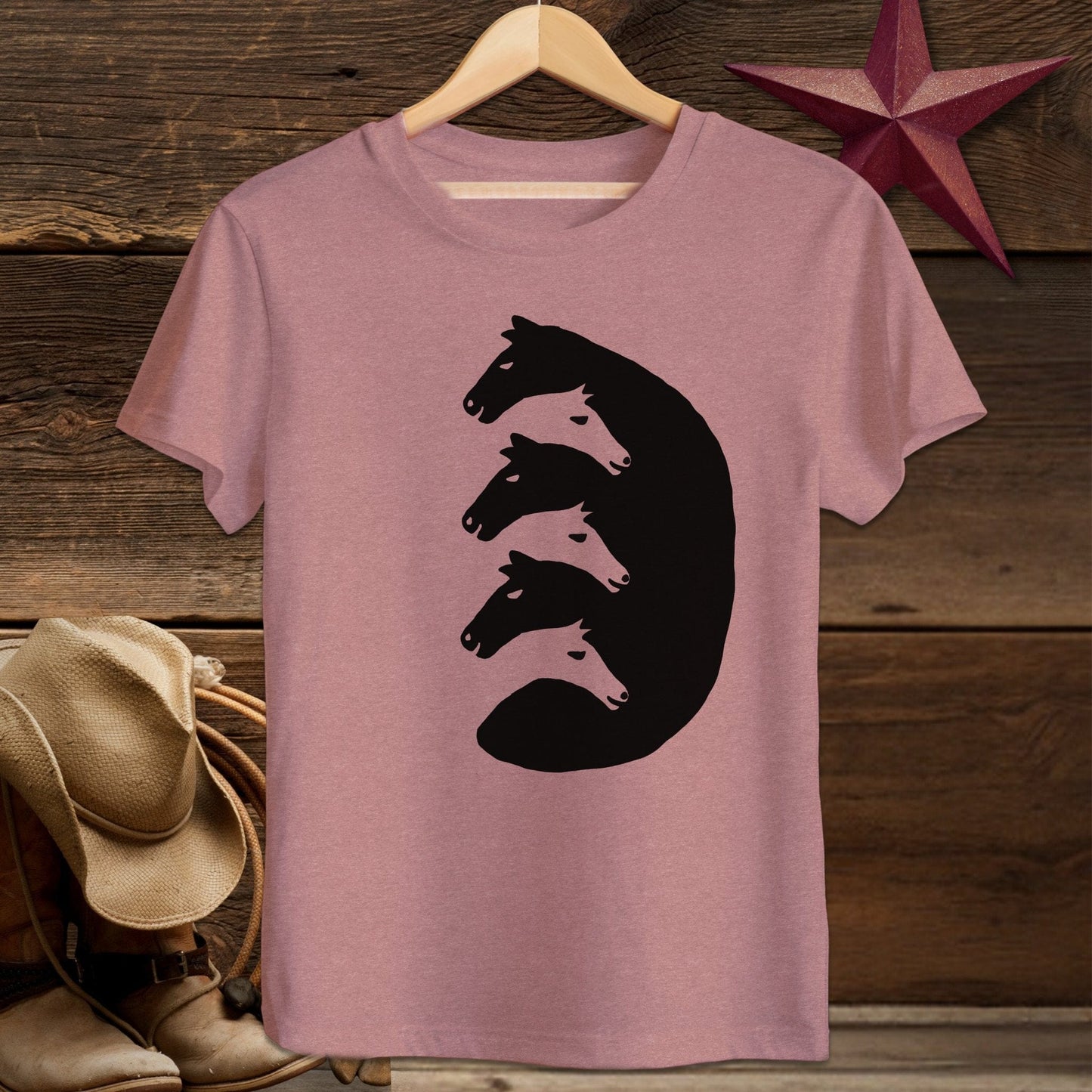 Youth Shirts T-Shirt Youth / Heather Mauve / S Interlocking Horse Heads - Youth Shirt