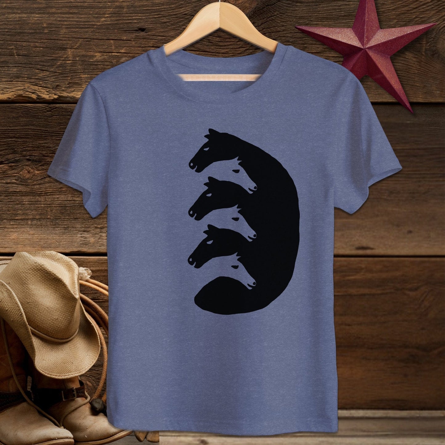 Youth Shirts T-Shirt Youth / Heather Navy / S Interlocking Horse Heads - Youth Shirt