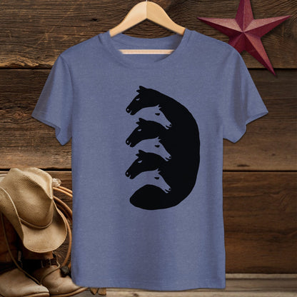 Youth Shirts T-Shirt Youth / Heather Navy / S Interlocking Horse Heads - Youth Shirt