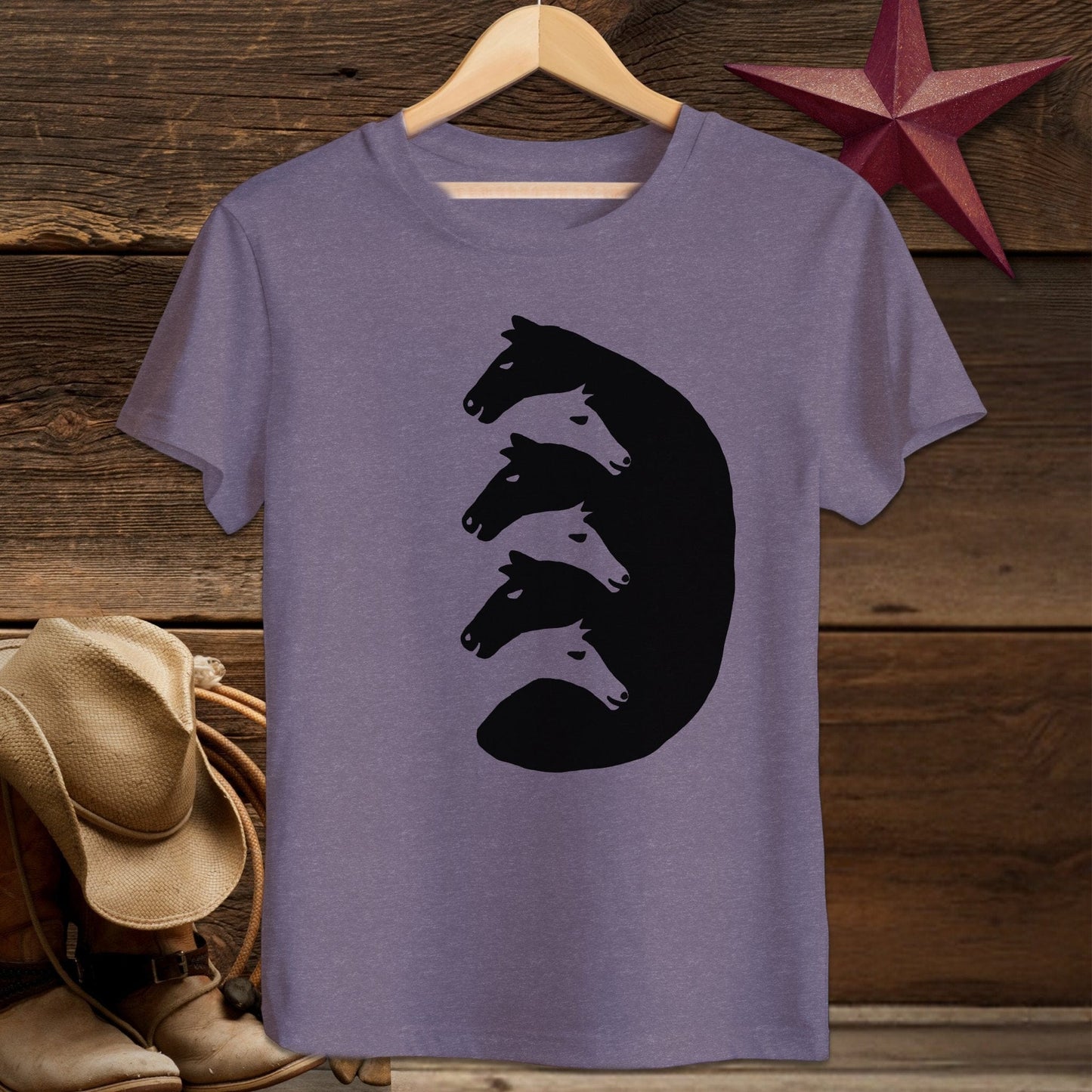 Youth Shirts T-Shirt Youth / Heather Purple / S Interlocking Horse Heads - Youth Shirt