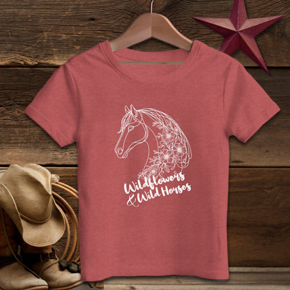 Youth Shirts T-Shirt Youth / Heather Red / S Wildflowers And Wild Horses - Youth Shirt