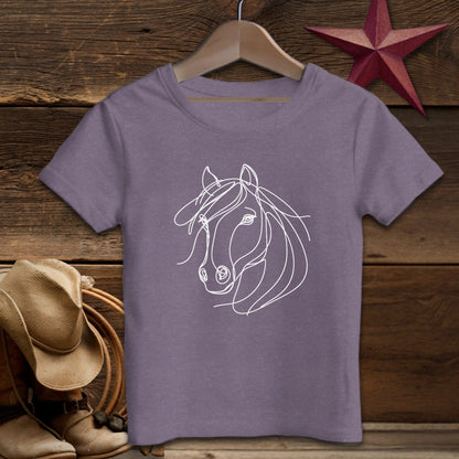 Youth Shirts T-Shirt Youth / Heather Team Purple / S Elegant Horse Line Art Youth - Shirt