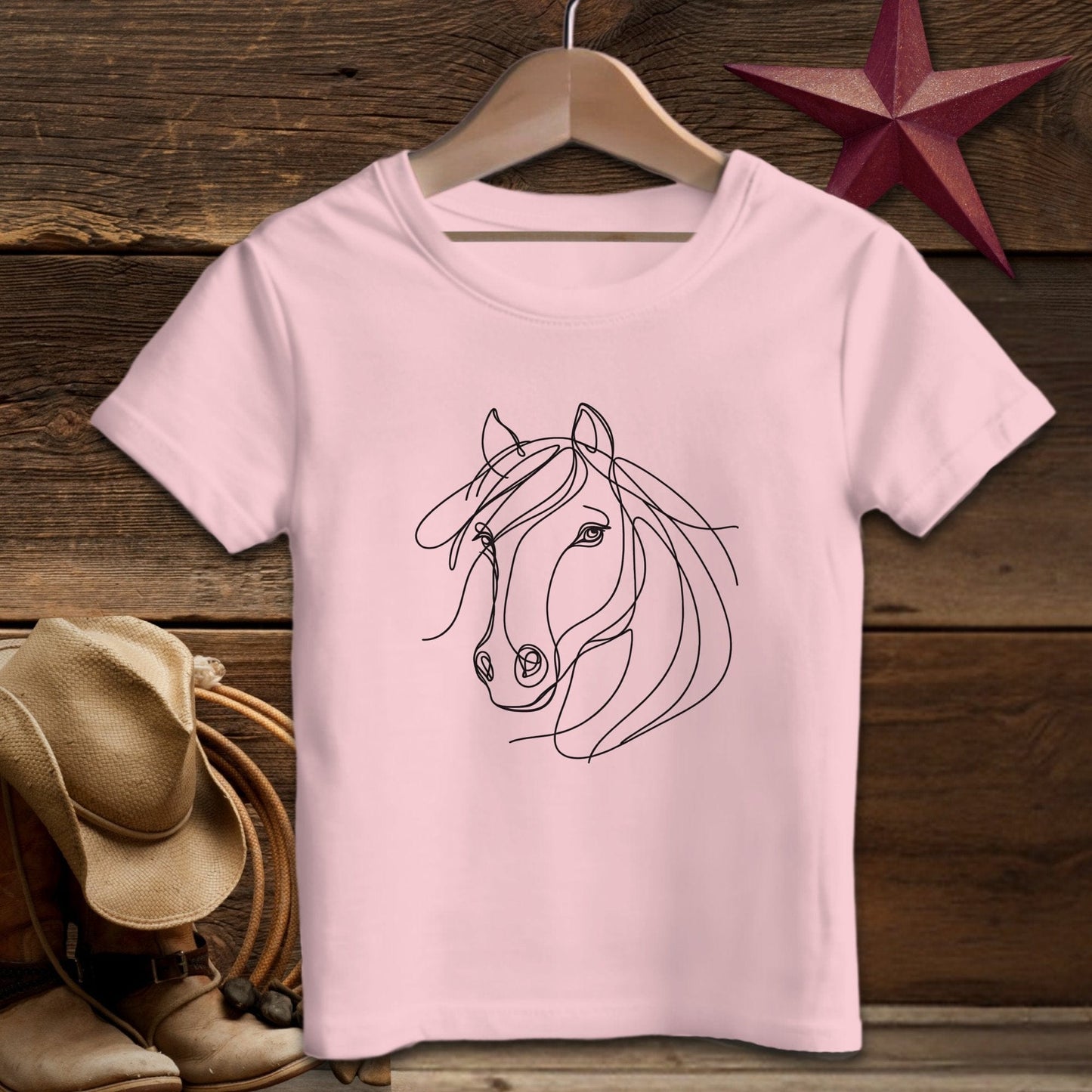 Youth Shirts T-Shirt Youth / Pink / S Elegant Horse Line Art Youth - Shirt