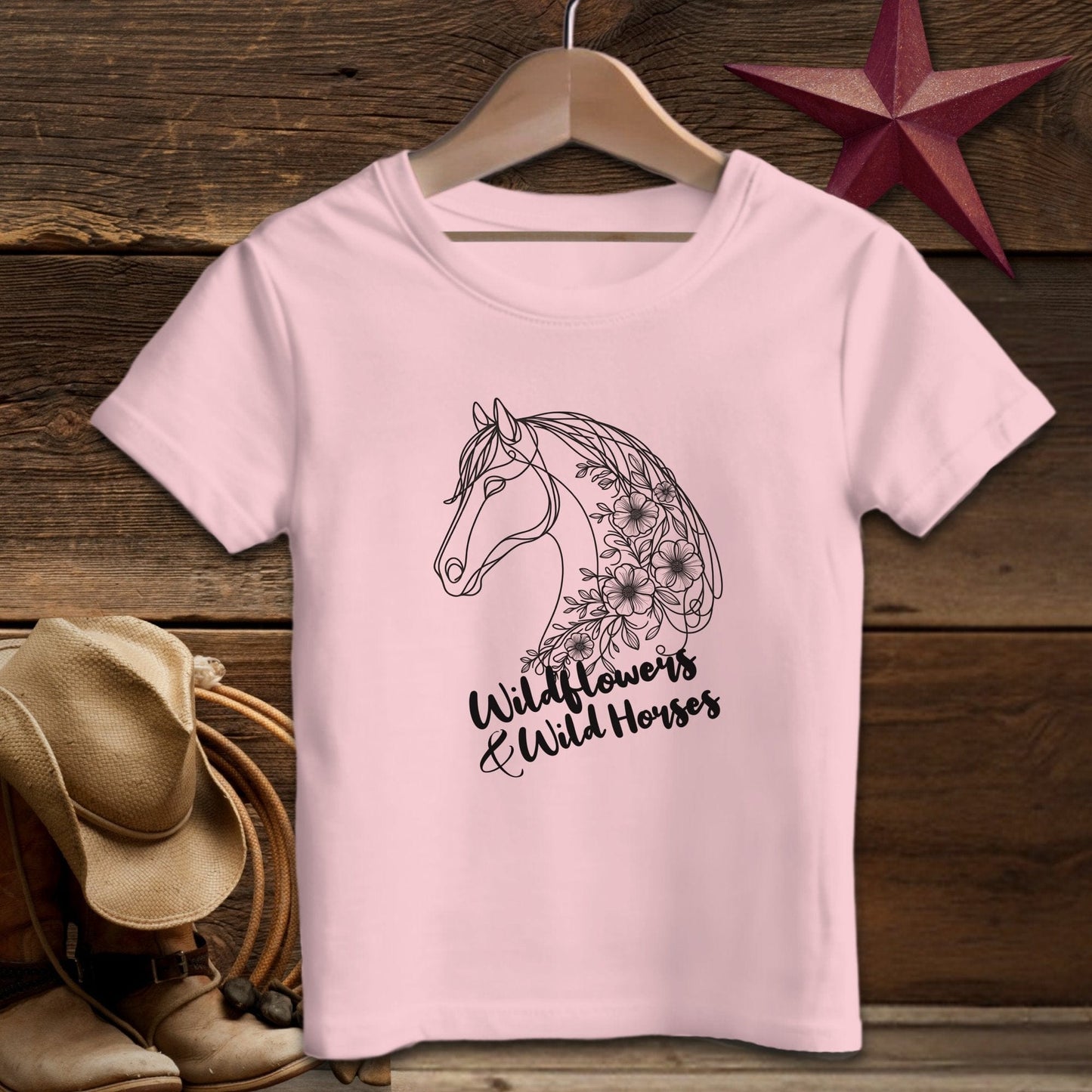 Youth Shirts T-Shirt Youth / Pink / S Wildflowers And Wild Horses - Youth Shirt