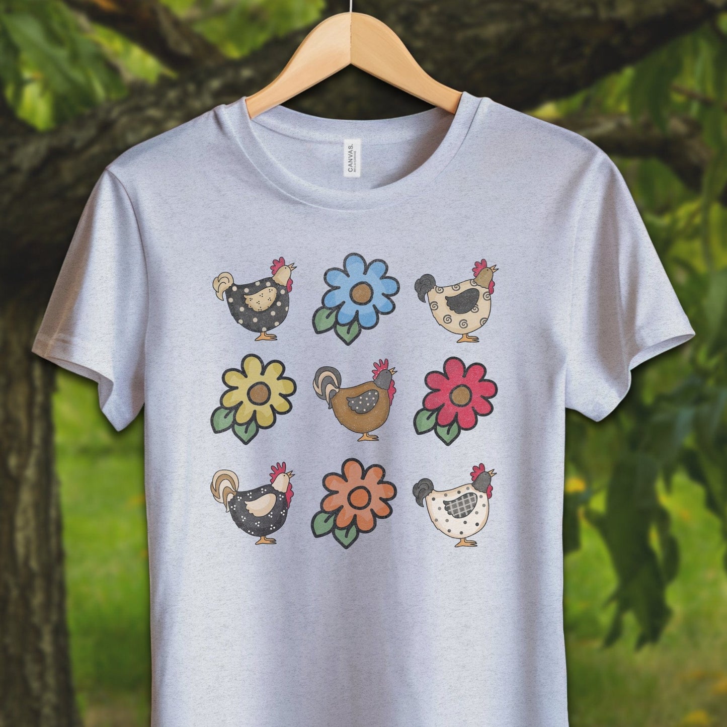 Youth Shirts T-Shirt Youth / S / Athletic Heather Chickens and Flowers - Youth Shirt