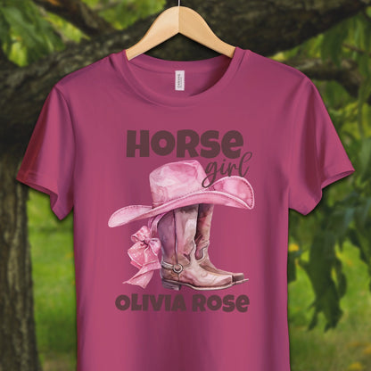 Youth Shirts T-Shirt Youth / S / Berry Personalized Horse Girl - Youth Shirt