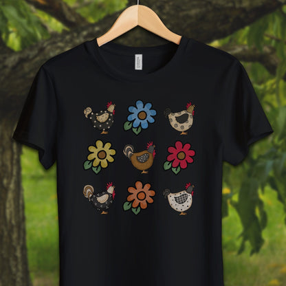 Youth Shirts T-Shirt Youth / S / Black Chickens and Flowers - Youth Shirt