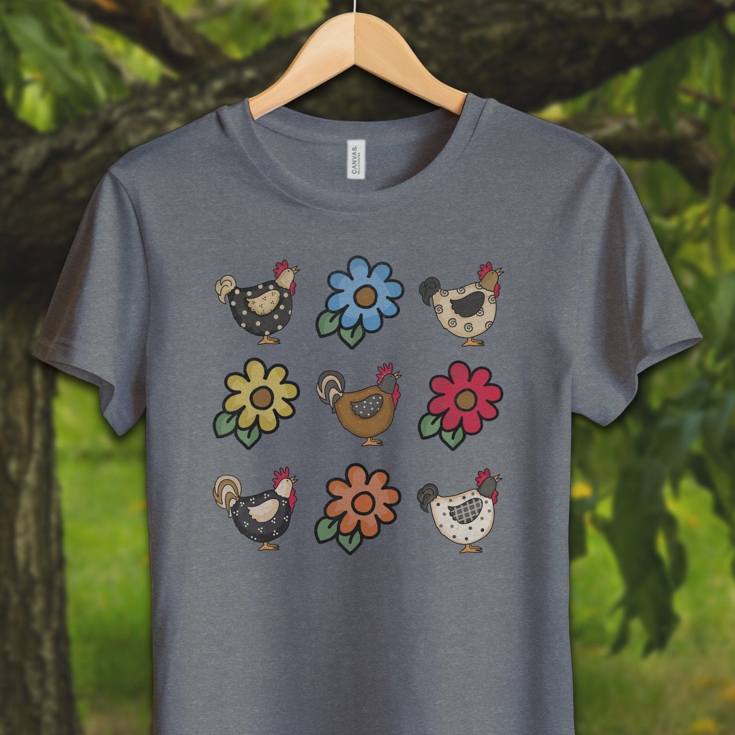 Youth Shirts T-Shirt Youth / S / Deep Heather Chickens and Flowers - Youth Shirt