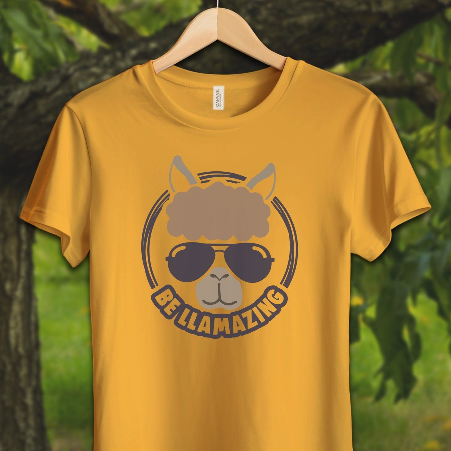 Youth Shirts T-Shirt Youth / S / Gold Be Llamazing Cool Alpaca Illustration - Youth Shirt