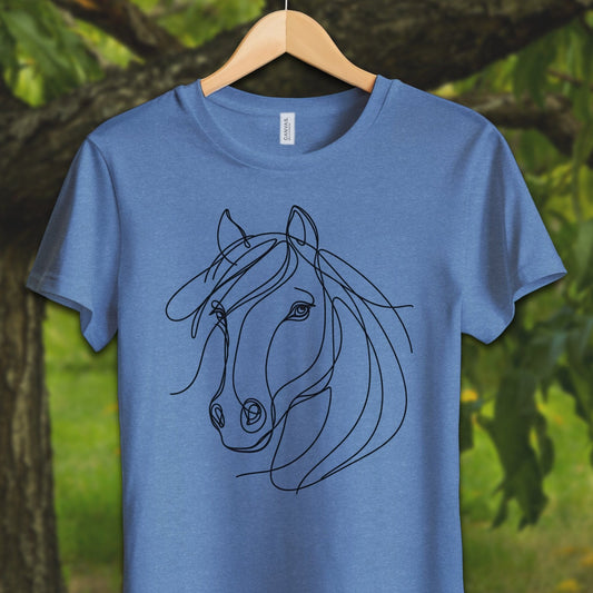 Youth Shirts T-Shirt Youth / S / Heather Columbia Blue Elegant Horse Line Art - Youth Shirt