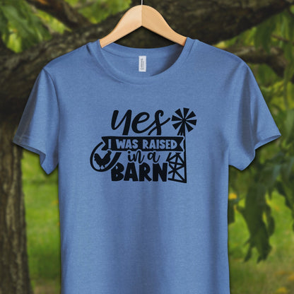 Youth Shirts T-Shirt Youth / S / Heather Columbia Blue Yes I Was Raised In A Barn - Youth Shirt