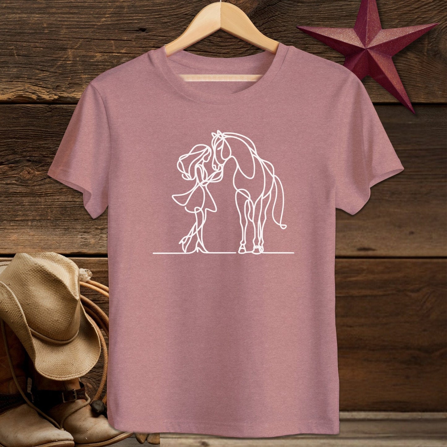 Youth Shirts T-Shirt Youth / S / Heather Mauve Lady and Horse Art Youth Shirt