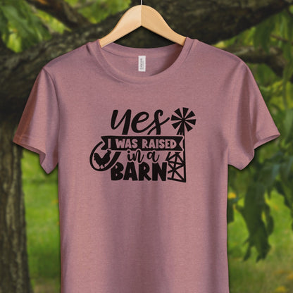 Youth Shirts T-Shirt Youth / S / Heather Mauve Yes I Was Raised In A Barn - Youth Shirt