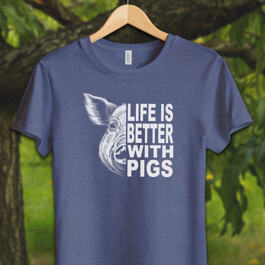 Youth Shirts T-Shirt Youth / S / Heather Navy Life is Better with Pigs - Youth Shirt