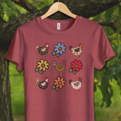 Youth Shirts T-Shirt Youth / S / Heather Red Chickens and Flowers - Youth Shirt