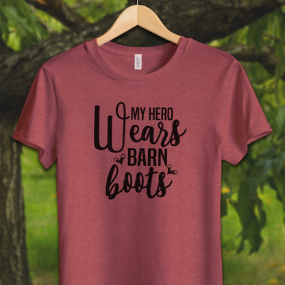 Youth Shirts T-Shirt Youth / S / Heather Red My Hero Wears Barn Boots - Youth Shirt