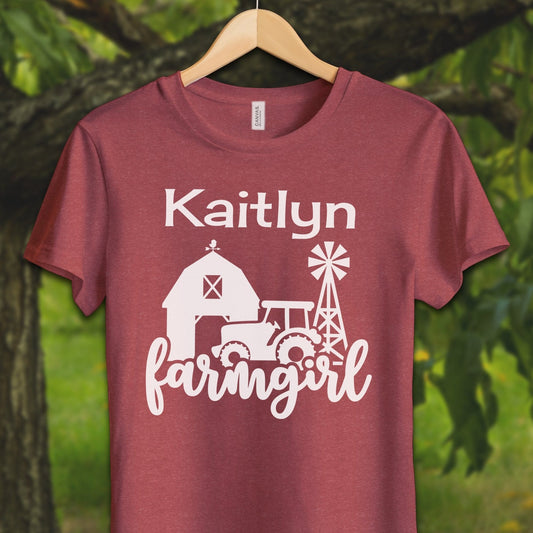 Youth Shirts T-Shirt Youth / S / Heather Red Personalized Farm Girl - Youth Shirt