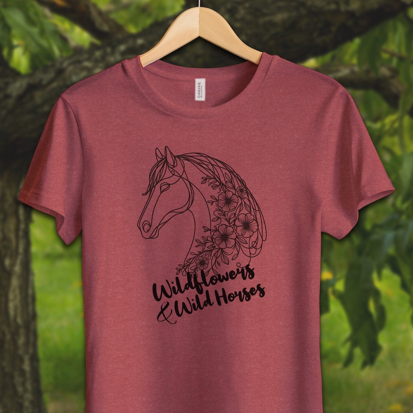 Youth Shirts T-Shirt Youth / S / Heather Red Wildflowers And Wild Horses - Youth Shirt