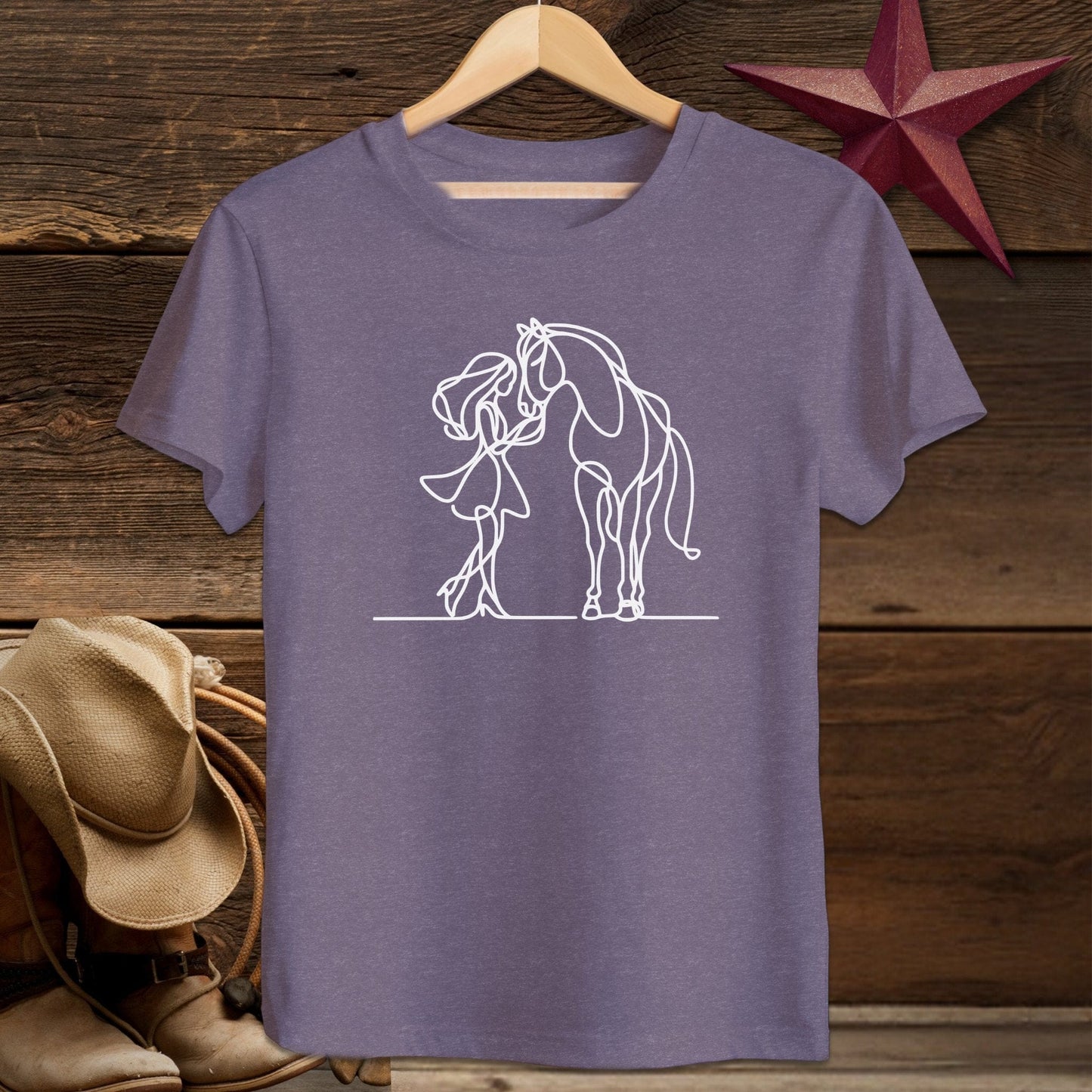 Youth Shirts T-Shirt Youth / S / Heather Team Purple Lady and Horse Art Youth Shirt