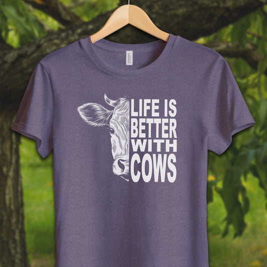 Youth Shirts T-Shirt Youth / S / Heather Team Purple Life Is Better With Cows - Youth Shirt