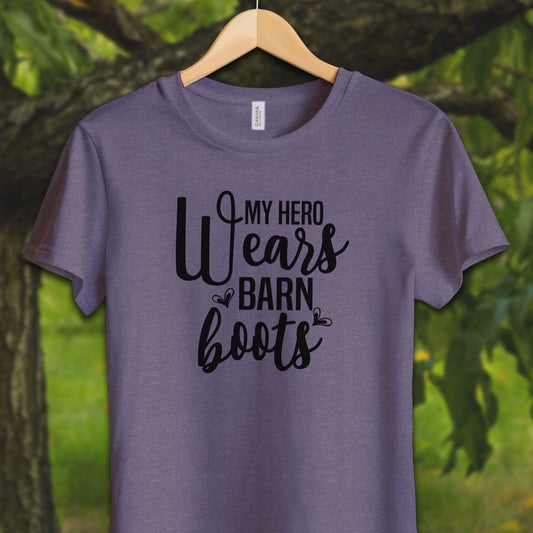 Youth Shirts T-Shirt Youth / S / Heather Team Purple My Hero Wears Barn Boots - Youth Shirt