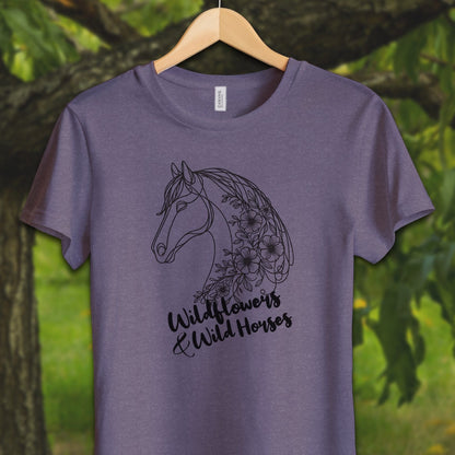 Youth Shirts T-Shirt Youth / S / Heather Team Purple Wildflowers And Wild Horses - Youth Shirt