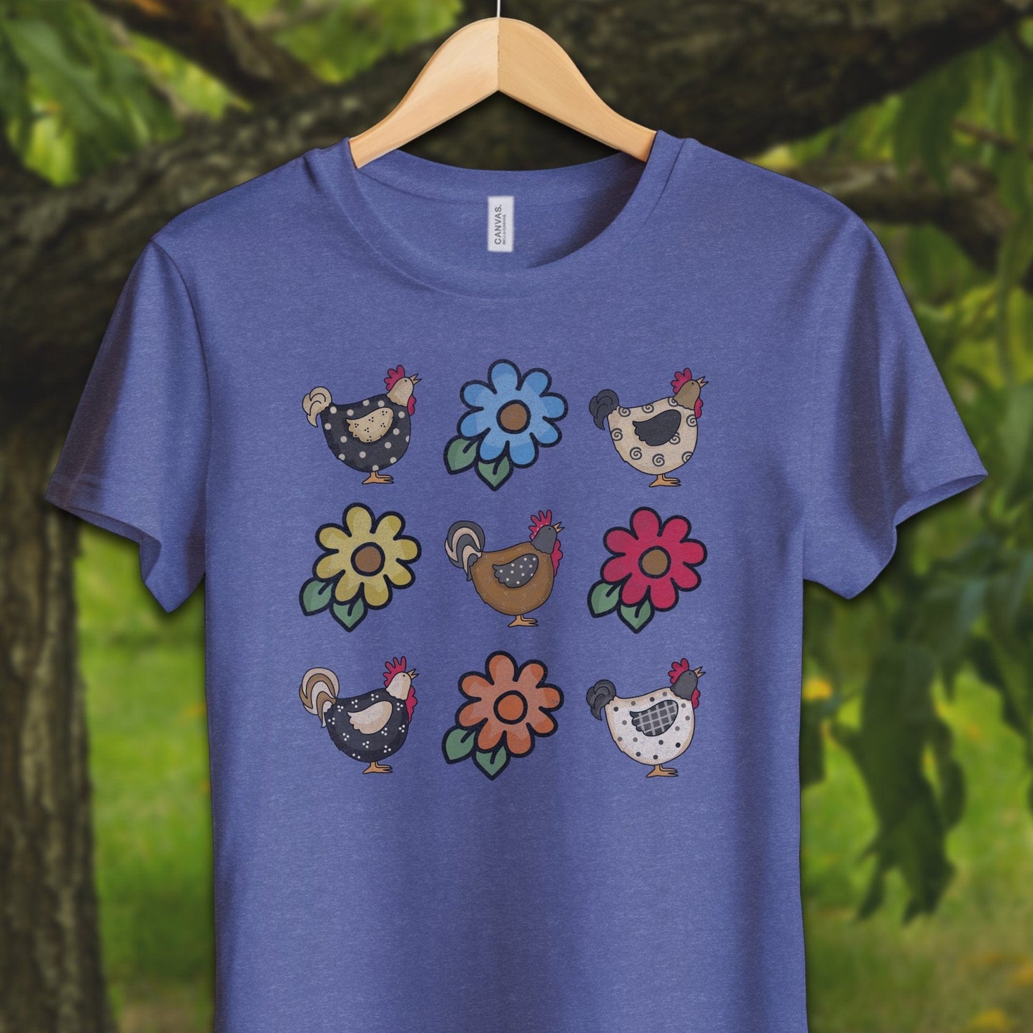 Youth Shirts T-Shirt Youth / S / Heather True Royal Chickens and Flowers - Youth Shirt