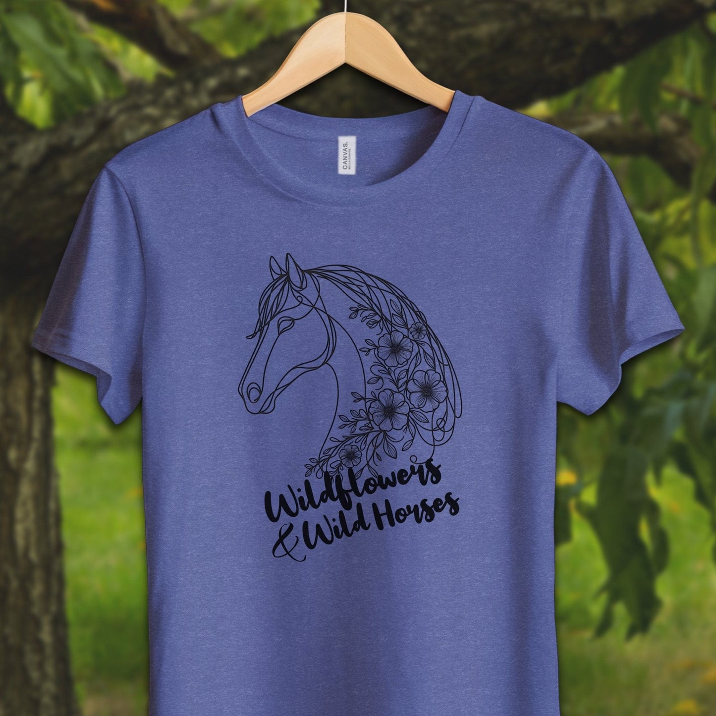 Youth Shirts T-Shirt Youth / S / Heather True Royal Wildflowers And Wild Horses - Youth Shirt