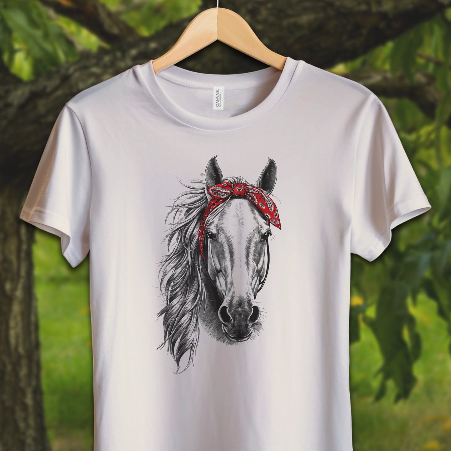 Youth Shirts T-Shirt Youth / S / Natural Stylish Horse with Red Bandana - Youth Shirt