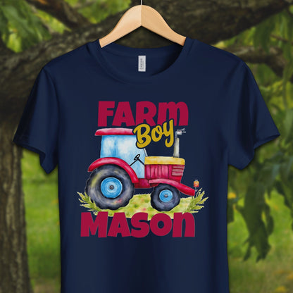 Youth Shirts T-Shirt Youth / S / Navy Personalized Farm Boy - Youth Shirt