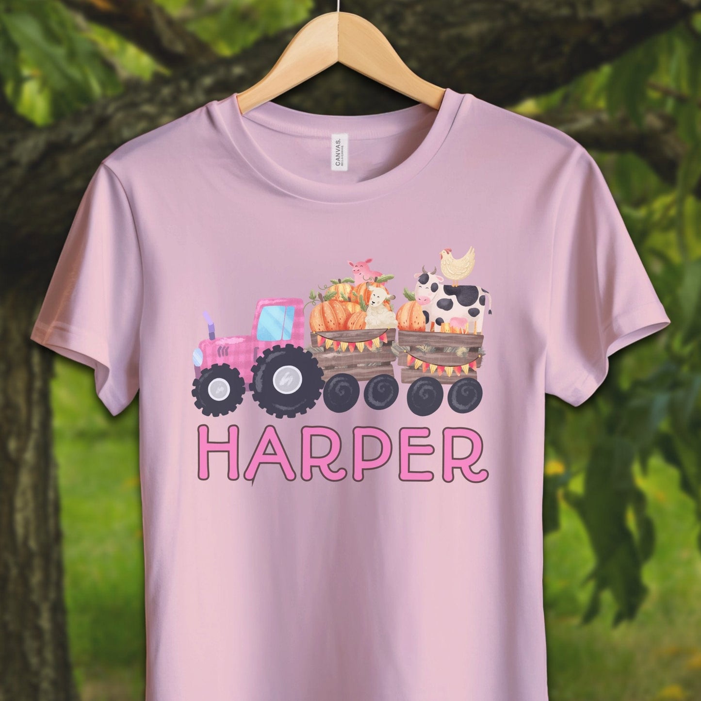 Youth Shirts T-Shirt Youth / S / Pink Personalized Cute Pink Tractor - Youth Shirt